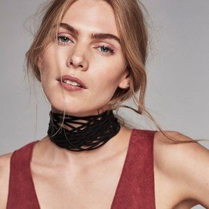 FREE PEOPLE Leather Net Choker